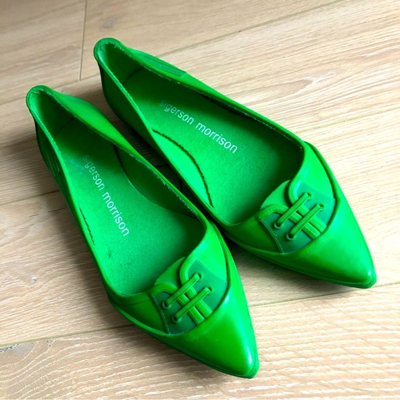 Sigerson Morrison Shoes - Sigerson Morrison Green Point Toe Rubber Flats